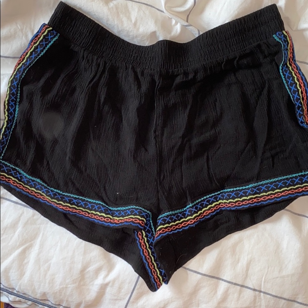 Black flowy shorts with pattern edge